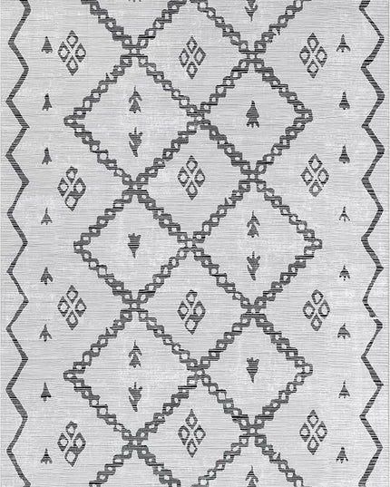 nuLOOM Celesta Bohemian Trellis Machine Washable Ultra Thin Area Rug, 5' x 8', Ivory - LeafyLoom