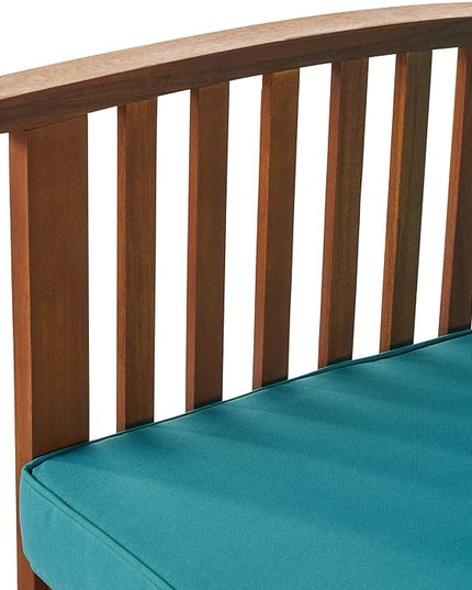 Christopher Knight Home Carolina Outdoor Acacia Wood Sofa Set with Water Resistant Cushions, 4-Pcs Set, Brown Patina / Teal - LeafyLoom