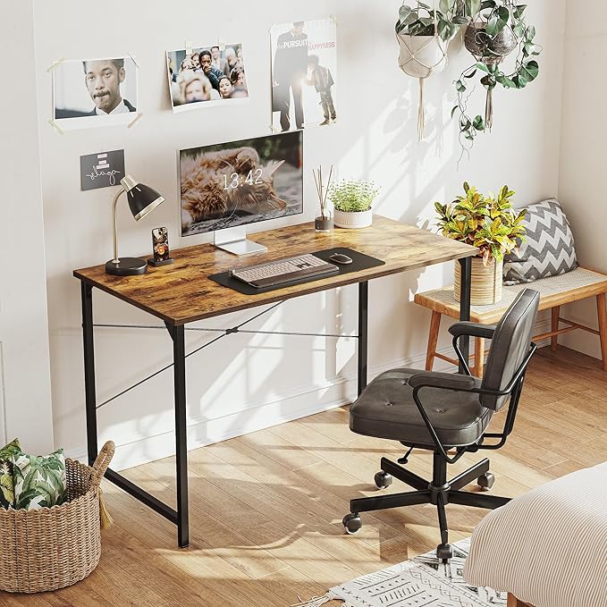 CubiCubi Computer Desk, 40 inch Home Office Small Desk, Modern Simple Style PC Table for Home, Office, Study, Writing, Vintage Brown - LeafyLoom