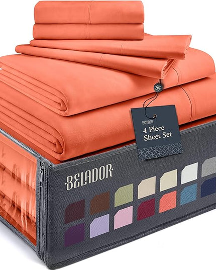 BELADOR Silky Soft Twin Sheet Set - Luxury 4 Piece Bed Sheets for Twin Size Bed, Secure-Fit Deep Pocket Sheets with Elastic, Breathable Hotel Sheets and Pillowcase Set, Wrinkle Free Oeko-Tex Sheets - LeafyLoom