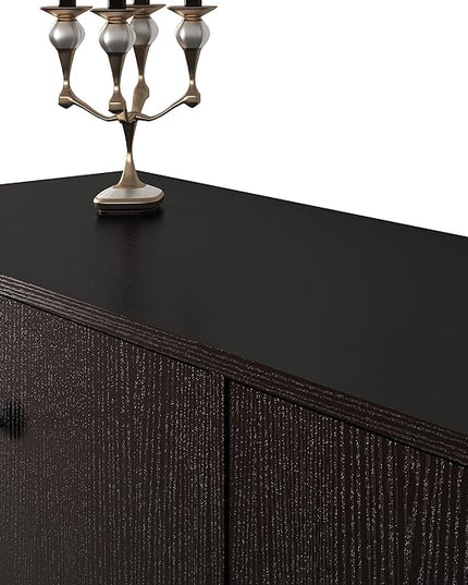 Panana Sideboard Buffet Cabinet Kitchen Storage Cabinet Living Room 4 Doors Console Table (Black) - LeafyLoom
