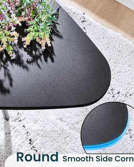 SAYGOER Black Small Coffee Table Modern Oval Coffee Tables Retro Center Table for Small Space Mid Century Coffee Table Rustic Accent Table for Living Room Home Office, Easy Assembly - LeafyLoom