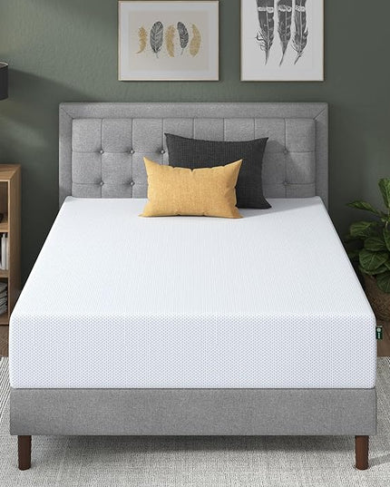 ZINUS 12 Inch Green Tea Cooling Gel Memory Foam Mattress, Queen, Fiberglass Free, Cooling Gel Foam, Pressure Relieving, CertiPUR-US Certified, Mattress in A Box, White - LeafyLoom