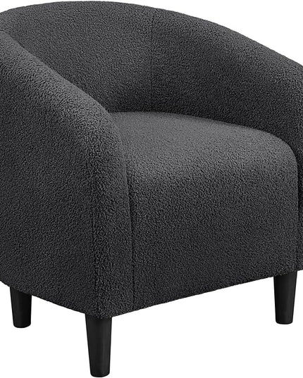 Yaheetech Accent Barrel Chair, Boucle Fabric Club Chair, Furry Sherpa Elegant Armchair with Cozy Soft Padded, Suitable for Living Room Bedroom Reception Room Office, Dark Gray - LeafyLoom