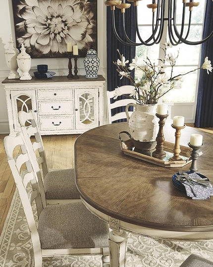 Signature Design by Ashley Realyn Dining Room Upholstered Chair 2 Count, Antique White - LeafyLoom