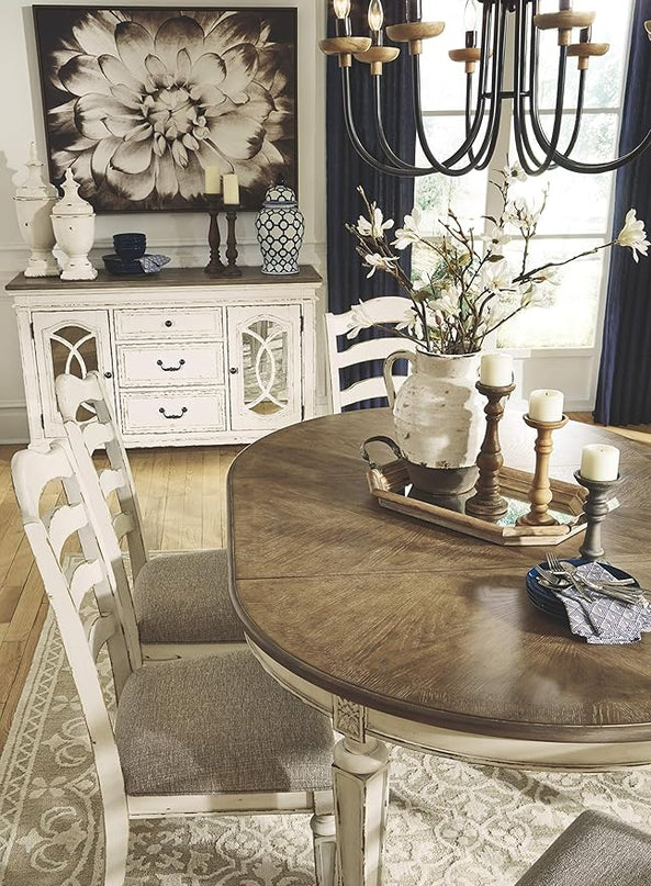 Signature Design by Ashley Realyn Dining Room Upholstered Chair 2 Count, Antique White - LeafyLoom