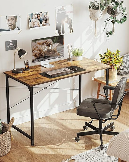 CubiCubi Computer Desk, 47 inch Home Office Desk, Modern Simple Style PC Table for Home, Office, Study, Writing, Vintage - LeafyLoom