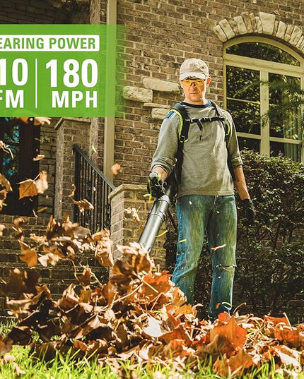 Greenworks 80V (180 MPH / 610 CFM / 75+ Compatible Tools) Cordless Brushless Backpack Blower, 5.0Ah Battery and Rapid Charger Included - LeafyLoom