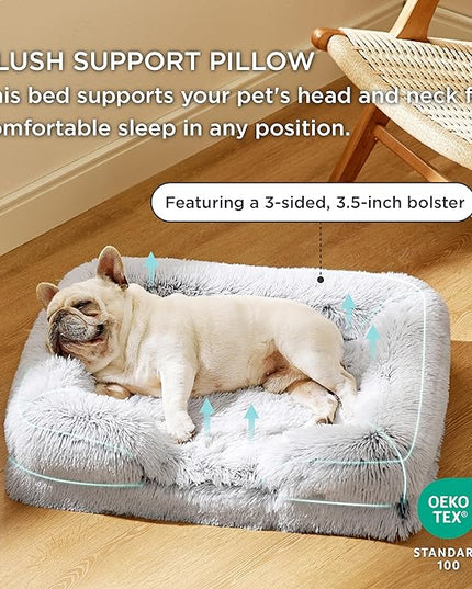 Bedsure Orthopedic Dog Bed for Medium Dogs - Calming Waterproof Dog Sofa Beds Medium, Supportive Foam Pet Couch Bed with Removable Washable Cover, Waterproof Lining and Nonskid Bottom, Misty Grey BEDSURE