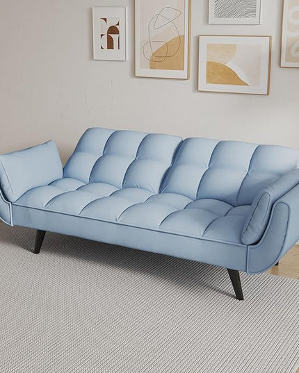 NicBex Sectional Couch Sofa with Folding Function Velvet Sofa Bed Cloud Couch for Living Room Furniture Sets with Adjustable Back, Modular Sofa for Living Room, Bedroom, Apartment,57" L, Navy Blue - LeafyLoom