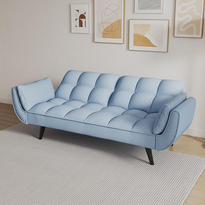 NicBex Sectional Couch Sofa with Folding Function Velvet Sofa Bed Cloud Couch for Living Room Furniture Sets with Adjustable Back, Modular Sofa for Living Room, Bedroom, Apartment,57" L, Navy Blue - LeafyLoom