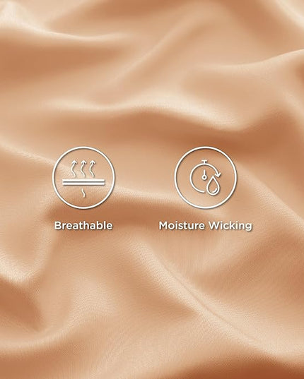 Bedsure Queen Sheets, Rayon Derived from Bamboo, Queen Cooling Sheet Set, Deep Pocket Up to 16", Breathable & Soft Bed Sheets, Hotel Luxury Silky Bedding Sheets & Pillowcases, Peach - LeafyLoom