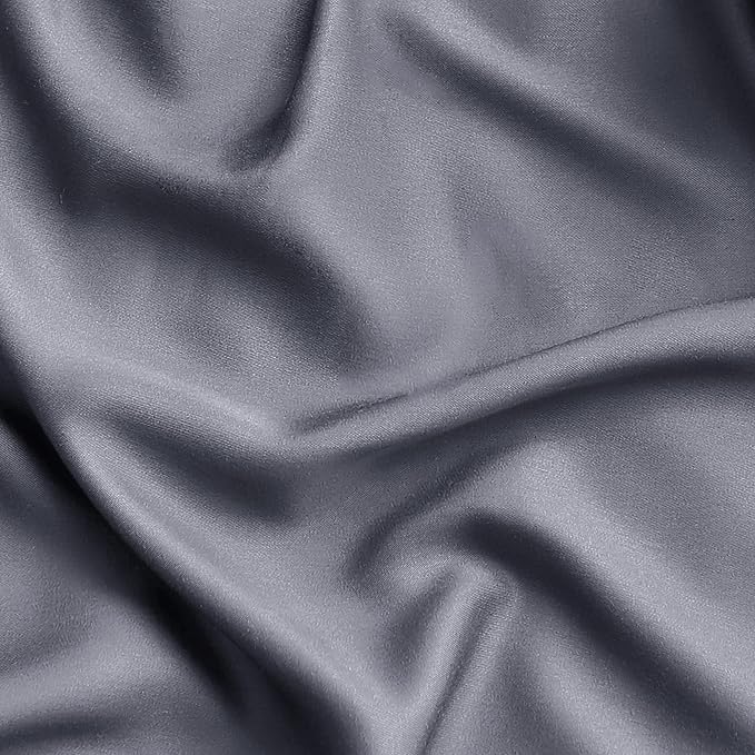 Bedsure Queen Sheet Set, Cooling Sheets for Queen Size Bed Set, Rayon Derived from Bamboo, Breathable & Soft Deep Pocket Up to 16", Hotel Luxury Silky Bedding Sheets & Pillowcases, Dark Grey - LeafyLoom