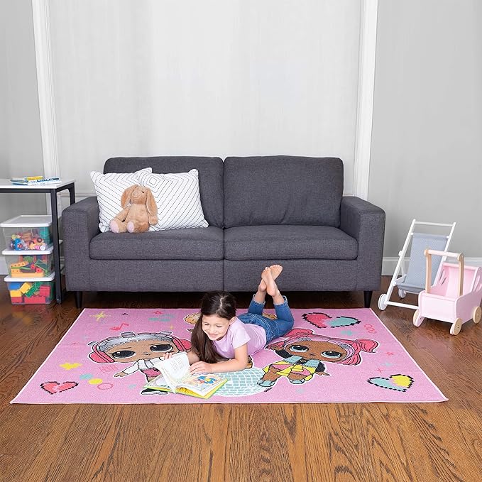 Franco Kids Room Non Slip Area Rug, 69 in x 52 in, LOL Surprise - LeafyLoom