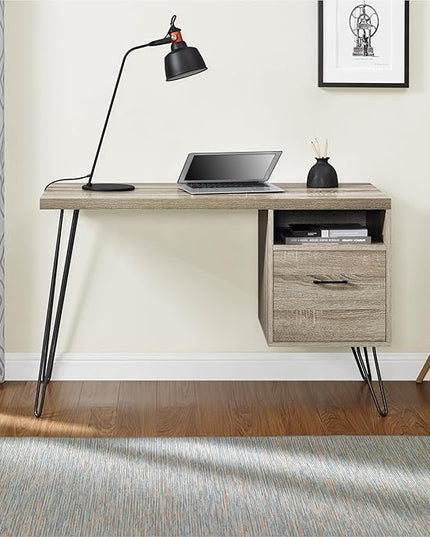 Ameriwood Home Landon Desk, Weathered Oak - LeafyLoom