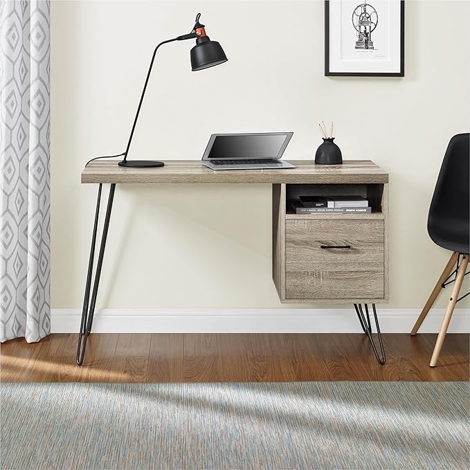 Ameriwood Home Landon Desk, Weathered Oak - LeafyLoom