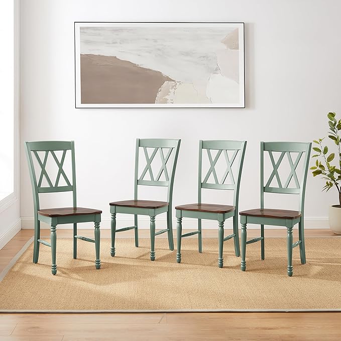 Crosley Furniture Shelby Dining Chairs (Set of 4), Distressed Teal - LeafyLoom