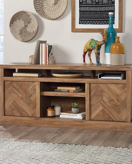 Sauder Cannery Bridge Credenza, for TVs' up to 65", Sindoori Mango finish - LeafyLoom