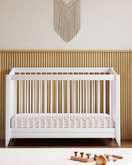 Babyletto Sprout 4-in-1 Convertible Crib with Toddler Bed Conversion Kit in White, Greenguard Gold Certified - LeafyLoom