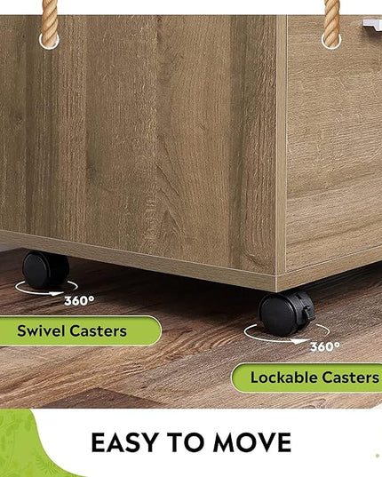 DEVAISE 3-Drawer Wood File Cabinet, Mobile Lateral Filing Cabinet, Printer Stand with Open Storage Shelves for Home Office, Gray Oak - LeafyLoom