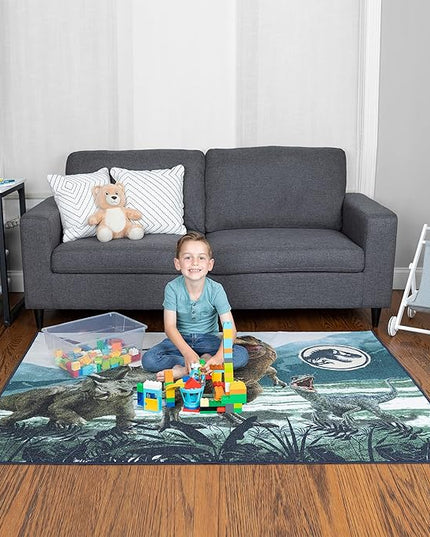 Franco Kids Room Non Slip Area Rug, 69 in x 52 in, Jurassic World - LeafyLoom