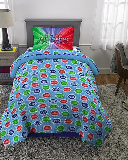Franco Kids Bedding Super Soft Comforter and Sheet Set, 4 Piece Twin Size, PJ Masks - LeafyLoom