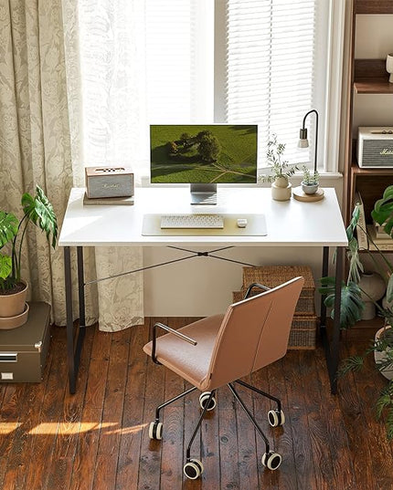 CubiCubi Computer Desk, 40 inch Home Office Desk, Modern Simple Style PC Table for Home, Office, Study, Writing, White - LeafyLoom