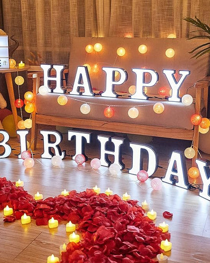 LED Marquee Letter Lights-DIY Marquee Lights up Letter Signs, Dual DC Interface Upgrade Multi-Letter Connection, 26 Alphabet Signs for Wedding, Birthday, Party， Bar Decoration (S) - LeafyLoom