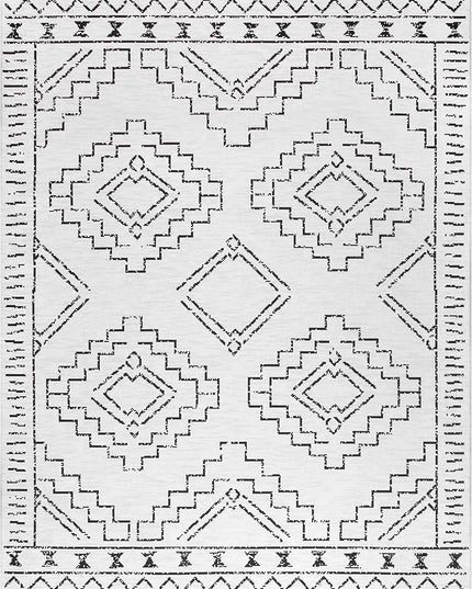 nuLOOM Noa Machine Washable Tribal Moroccan Ultra Thin Area Rug, 8x10, White - LeafyLoom