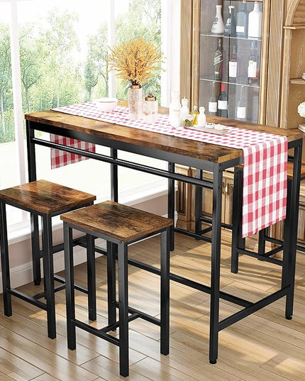 DKLGG Dinner Table Set for 4, Modern Kitchen Table and Chairs for 4 Wooden Top and Adjustable Metal Legs, Small Dining Room Table Set 5 Pieces Compact Design for Small Space - LeafyLoom