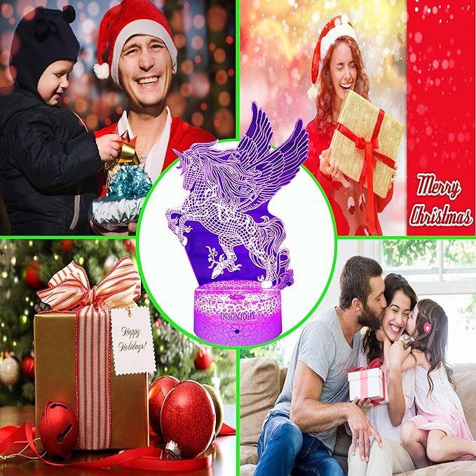 Unicorn Gifts Night Lights for Kids Night Light with Remote & Smart Touch 7 Colors + 16 Colors Changing Dimmable Unicorn Toys 3 4 5 6 7 8 9 Year Old Girl Boy Gifts (Unicorn Pegasus) - LeafyLoom
