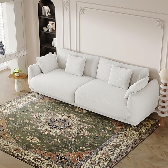 NicBex Sectional Couch Sofa with 4 Throw Pillows Modern Cloud Couch for Living Room Furniture Sets with Metal Legs AMD Sponge Filled, Modular Sofa for Living Room, Bedroom, Apartment, 86.6" L, Beige - LeafyLoom