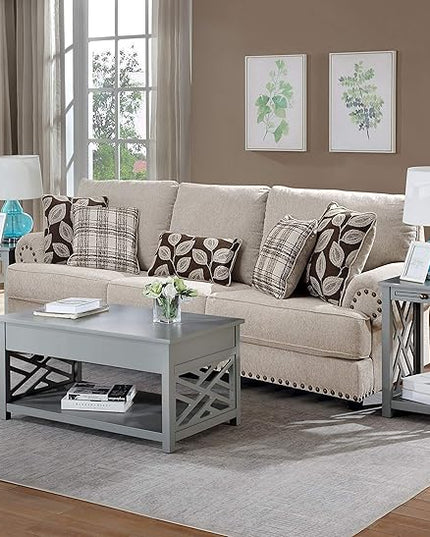 Alaterre Furniture Coventry 36" Coffee Two End Tables with Tray, Set of 3, Grey - LeafyLoom