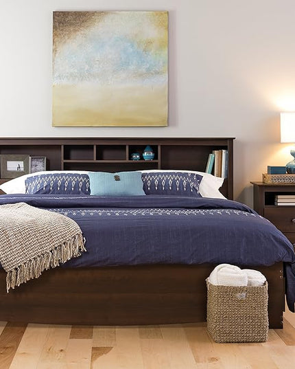 Prepac Fremont 2 Drawer Nightstand: Elegant Bedroom Furniture, Bedside Table with Open Shelf, 23.25"W x 16"D x 28"H, Espresso - EDC-2428 - LeafyLoom