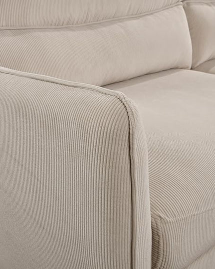 Queen Size Loveseat Sleeper Sofa,3 in 1 Soft Corduroy Upholstered Oversized Convertible Love Seat Sofabed cum Daybed W/Pull Out Sleep Couch Bed and Reclining Backrest for Living Space, 75“, Beige - LeafyLoom