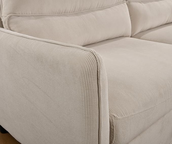 Queen Size Loveseat Sleeper Sofa,3 in 1 Soft Corduroy Upholstered Oversized Convertible Love Seat Sofabed cum Daybed W/Pull Out Sleep Couch Bed and Reclining Backrest for Living Space, 75“, Beige - LeafyLoom