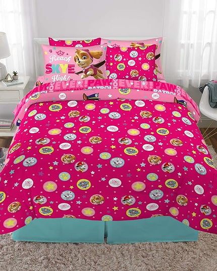 Paw Patrol Girls Kids Bedding Super Soft Comforter And Sheet Set With Sham, 7 Piece Full Size, (Official) Nickelodeon Product By Franco - LeafyLoom