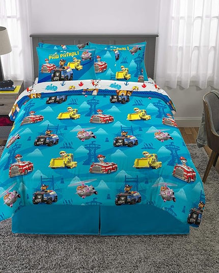 Franco Kids Bedding Super Soft Comforter and Sheet Set with Sham, 7 Piece Full Size, Paw Patrol - LeafyLoom