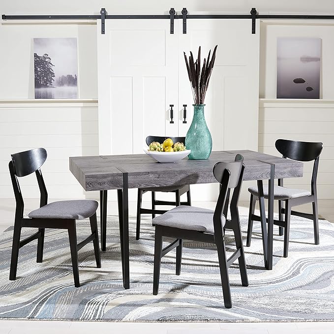 SAFAVIEH Home Collection Alyssa Mid-Century Rustic Industrial Black Oak Dining Room Table DTB7000B, 0 - LeafyLoom