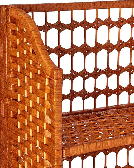 Oriental Furniture 53" Natural Fiber Shelving Unit - Honey - LeafyLoom