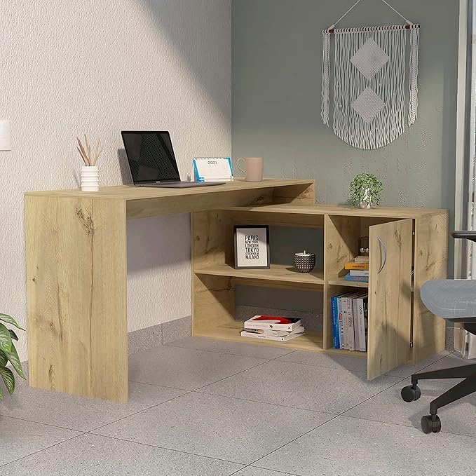 NicBex Kimberly-DW-00044-LWJ Home Office Desks, 45.86"x59.64"x30.11", Light Oak - LeafyLoom
