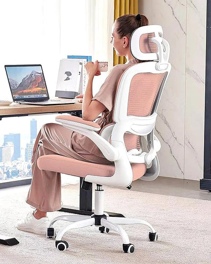 Ergonomic Office Chair Desk Chair, Gaming Chair, Computer Chair, Home Mesh Office Desk Chairs with Wheels,Comfortable Office Chair (Pink) - LeafyLoom