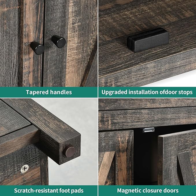YITAHOME Farmhouse Sideboard Buffet Cabinet with Storage with 4 Doors, 55'' Large Kitchen Storage Cabinet, Wood Coffee Bar Cabinet with Adjustable Shelf for Kitchen, Living Room, Dark Oak - LeafyLoom