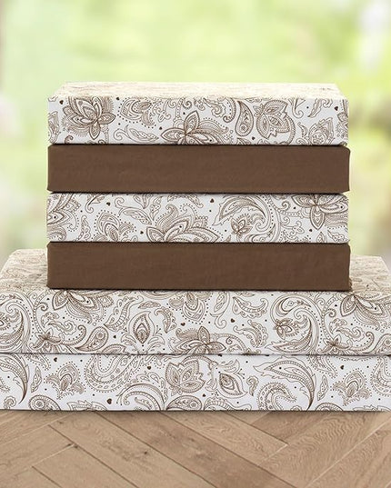 Elegant Comfort Softest and Coziest 6-Piece Sheet Set - 1500 Premium Hotel Quality Microfiber - Deep Pocket, Wrinkle Resistant 6-Piece Paisley Pattern Bed Sheet Set, Full, Paisley Taupe - LeafyLoom