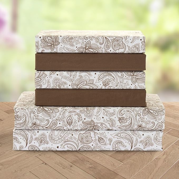 Elegant Comfort Softest and Coziest 6-Piece Sheet Set - 1500 Premium Hotel Quality Microfiber - Deep Pocket, Wrinkle Resistant 6-Piece Paisley Pattern Bed Sheet Set, Full, Paisley Taupe - LeafyLoom