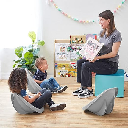 ECR4Kids Leaf Floor Seat, Rocker Chair, Light Grey, 6-Piece - LeafyLoom