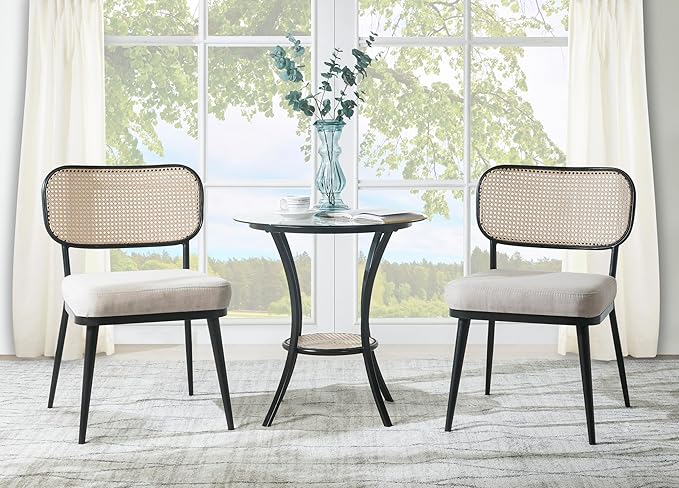 NicBex Small Dining Table for 2 Dining Table with Chairs Round Dining Table Set 3 Pcs Set Table & Chairs Black Finish for Home & Kitchen Dining Room, Living Room, Black - LeafyLoom