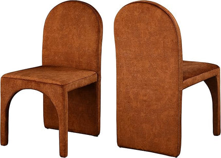 Meridian Furniture Summer Collection Modern | Contemporary Velvet Upholstered Dining Side Chair with Steel Frame, Set of 2, Cognac - LeafyLoom