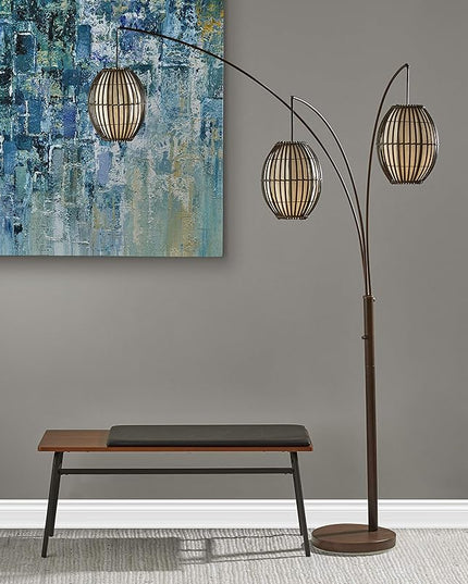 Adesso 4026-26 Maui Arc Lamp, 82 in., 3x60W Incandescent,13 CFL, Antique Bronze, 1 Floor Lamp - LeafyLoom