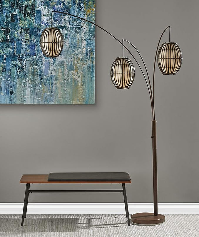 Adesso 4026-26 Maui Arc Lamp, 82 in., 3x60W Incandescent,13 CFL, Antique Bronze, 1 Floor Lamp - LeafyLoom